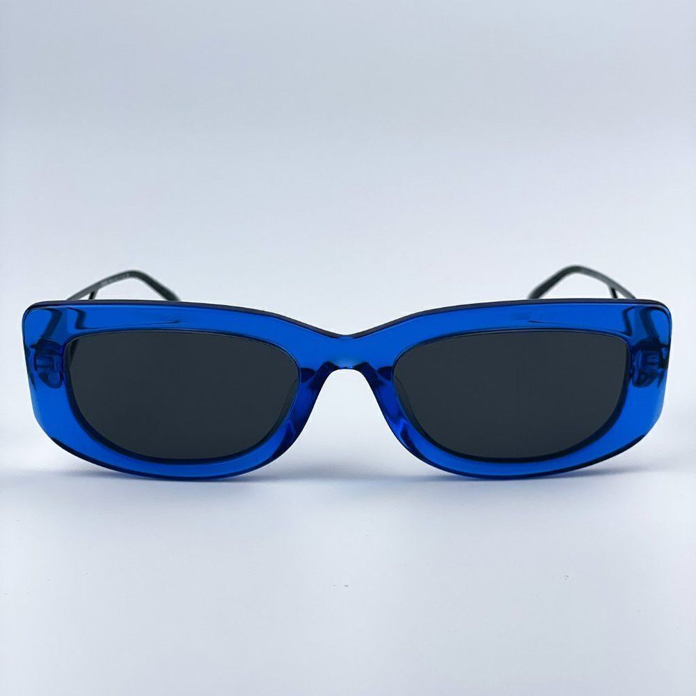 NEW Prada PR14YS 18M5S0 Crystal Electric Blue Grey Rectangle Women Sunglasses - Picture 3 of 11